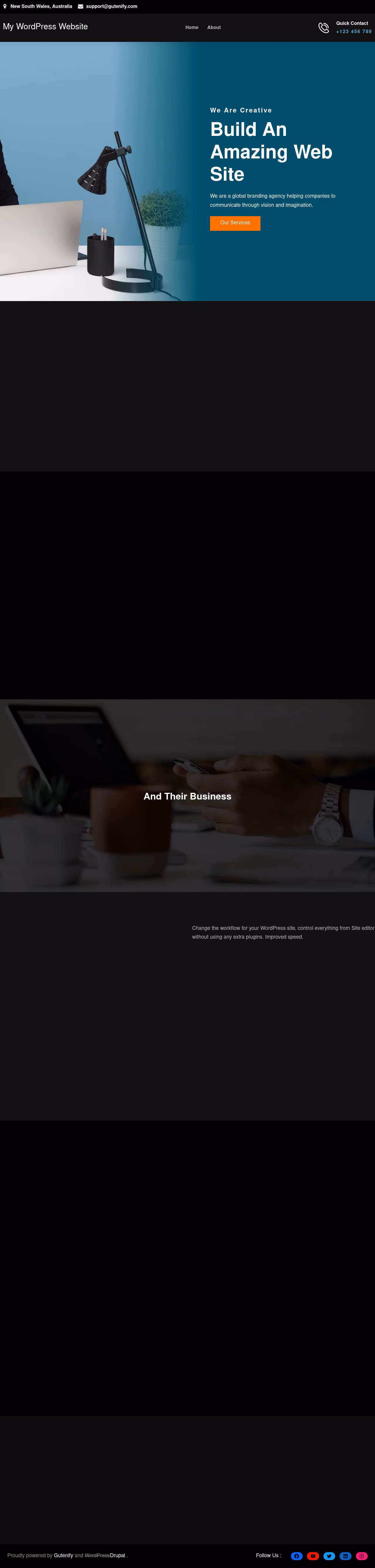Gutenify FSE home page, Drupal conversion by WordPal