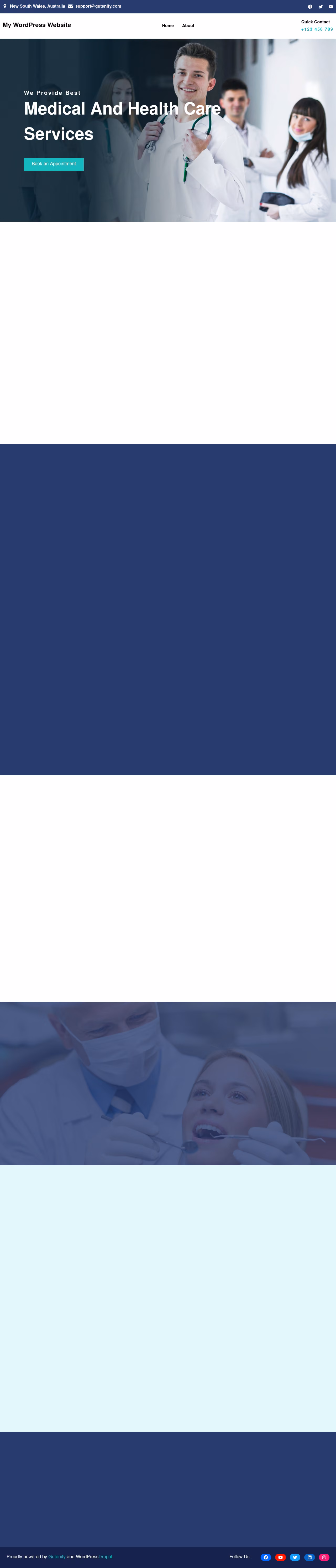 Gutenify Medical home page, Drupal conversion by WordPal