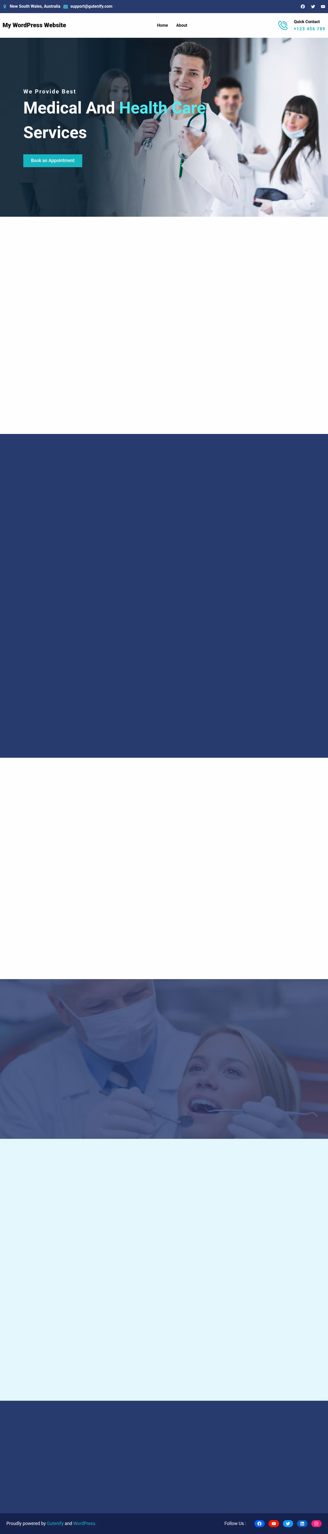 Gutenify Medical home page, WordPress original