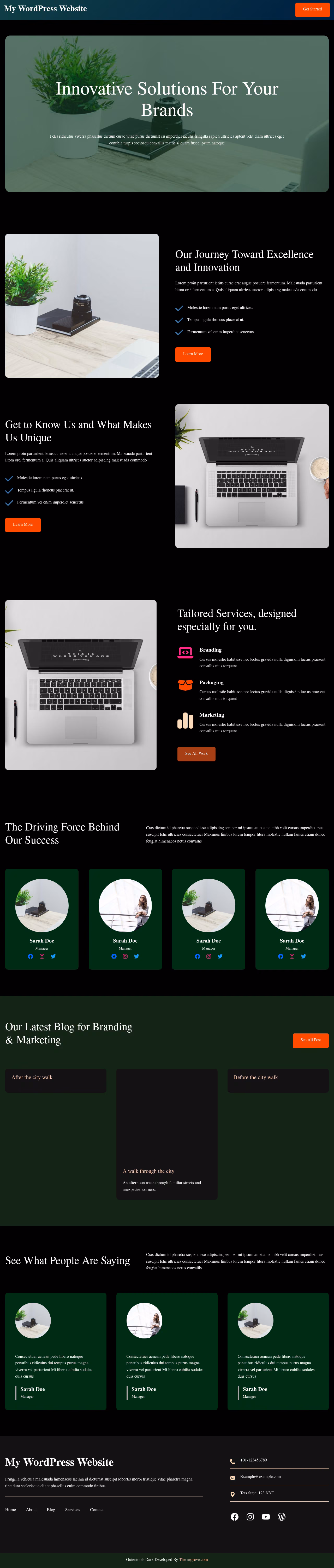 Gutentools Dark home page, WordPress original