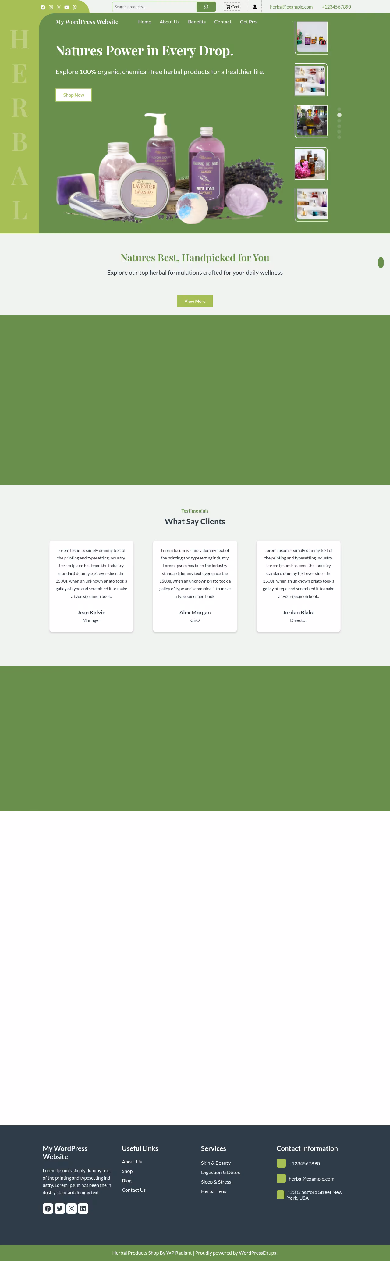 Herbal Products Shop home page, Drupal conversion by WordPal