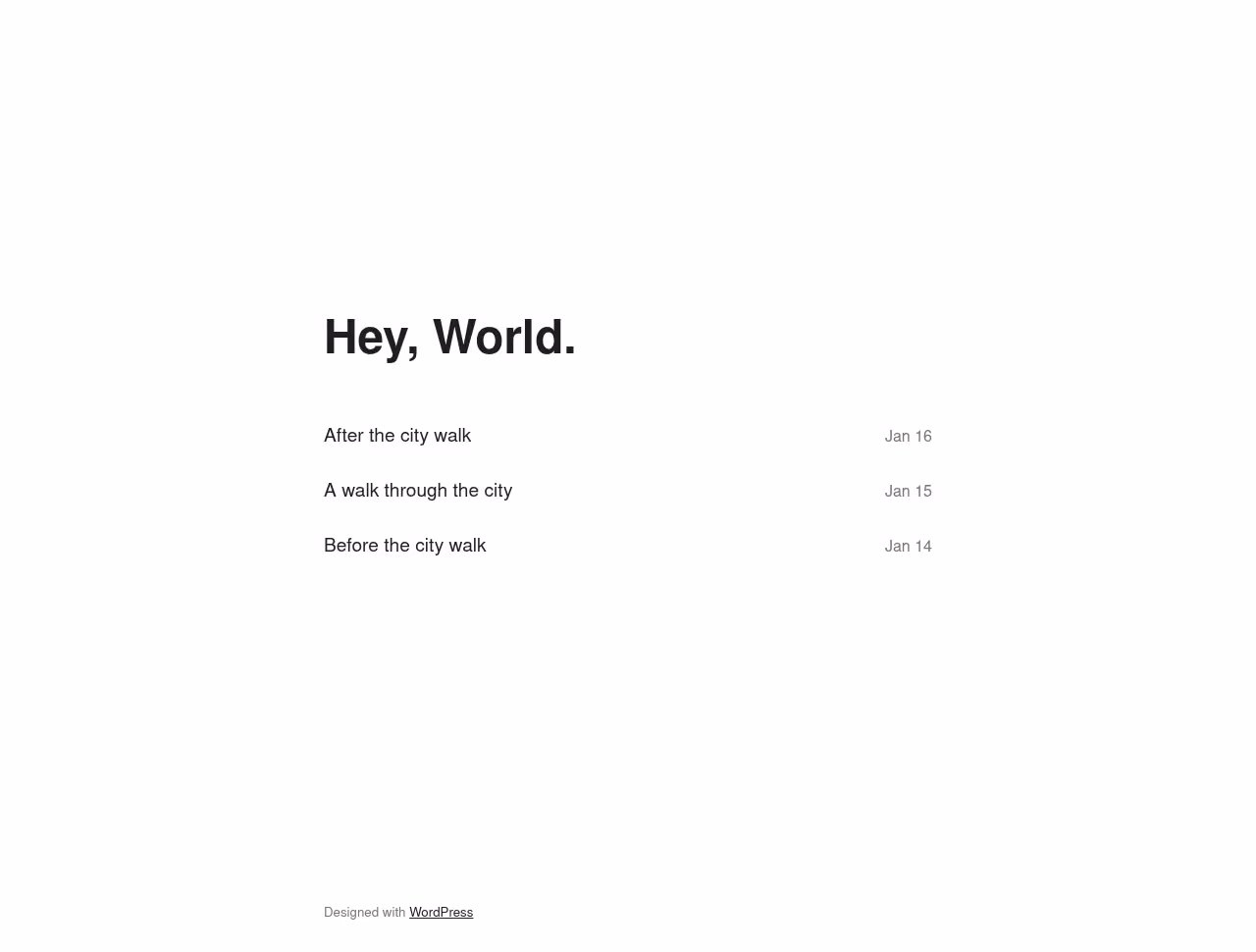Hey home page, WordPress original