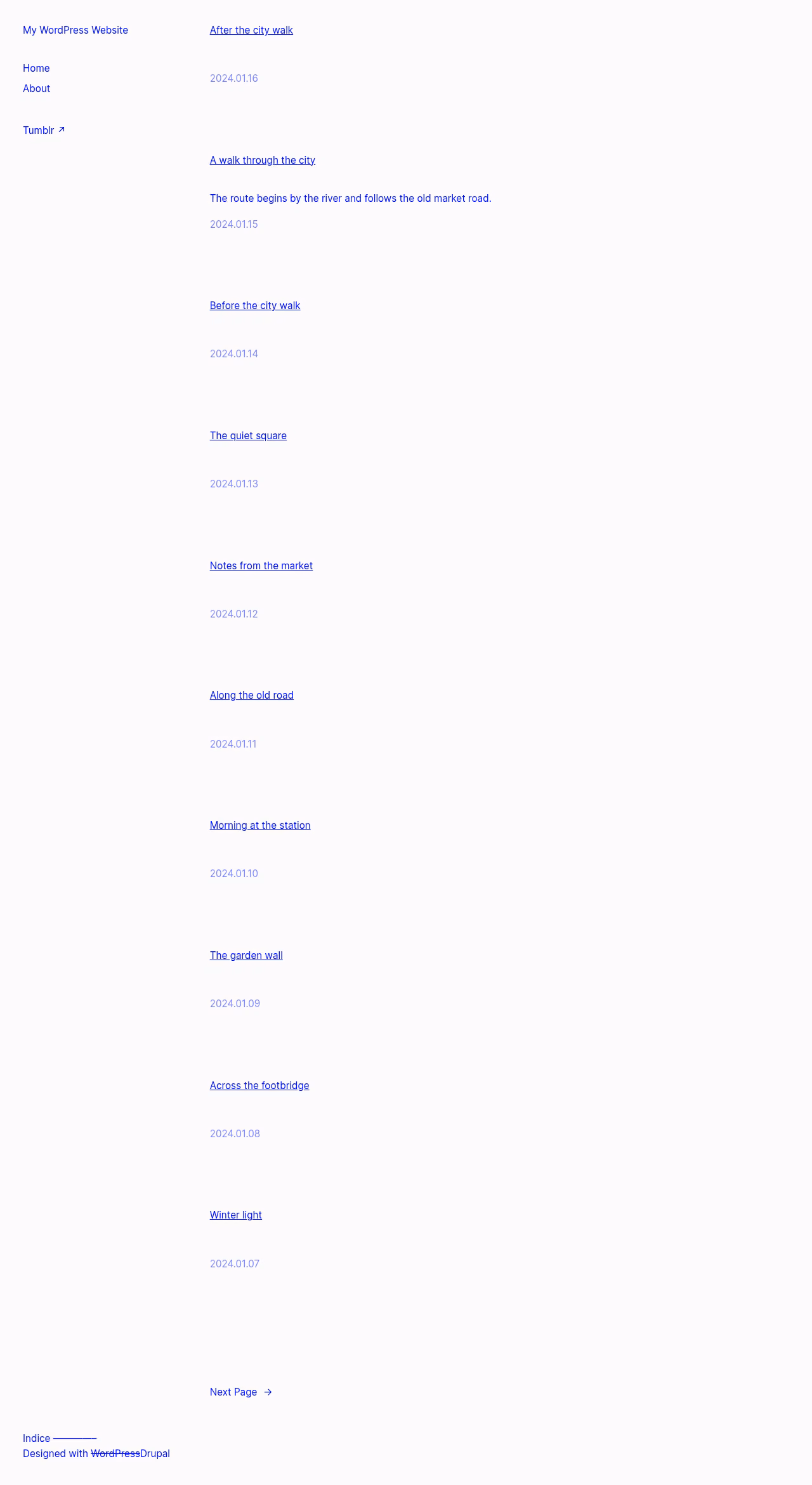 Indice home page, Drupal conversion by WordPal