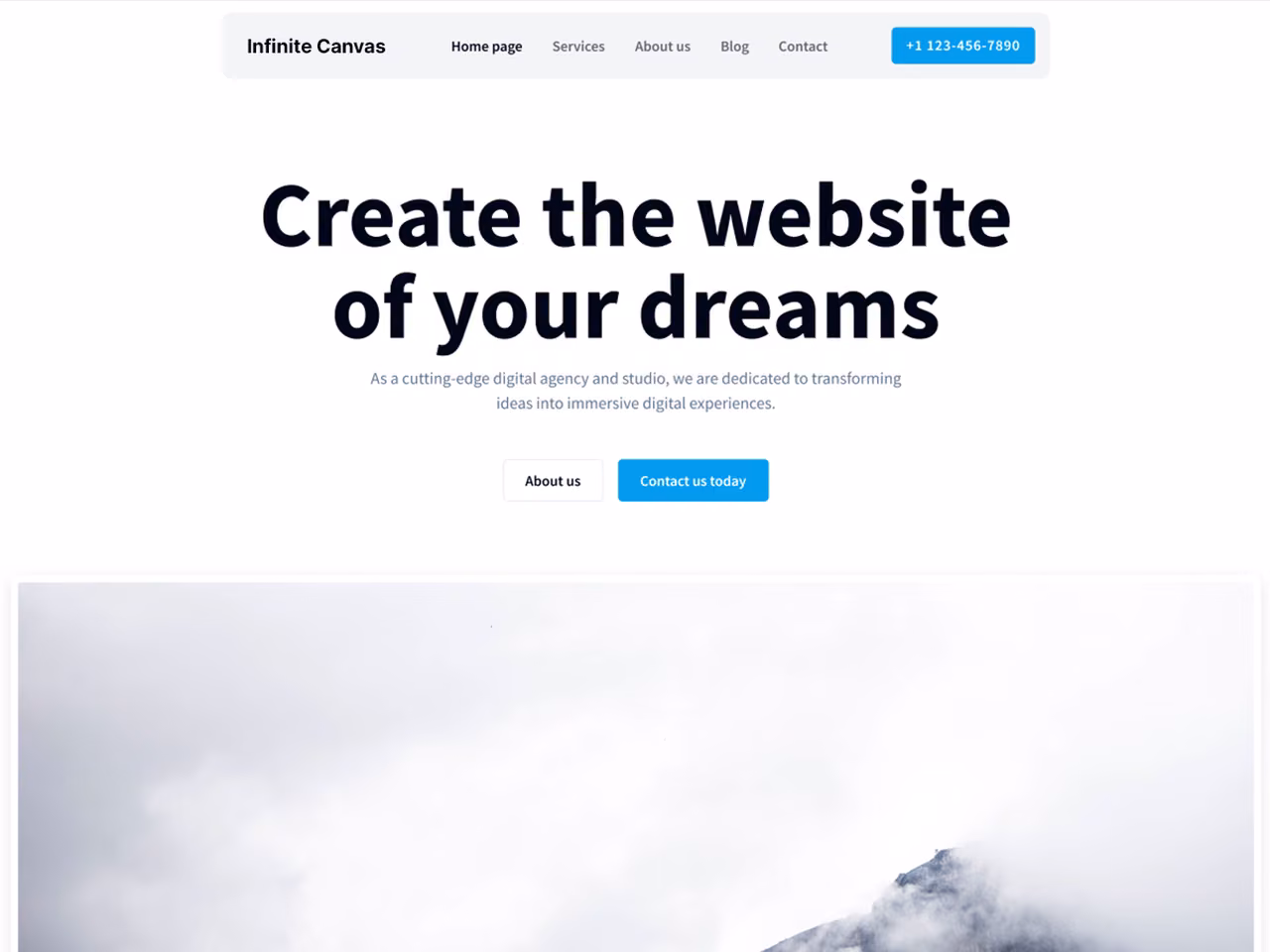 Infinite Canvas home page, WordPress original