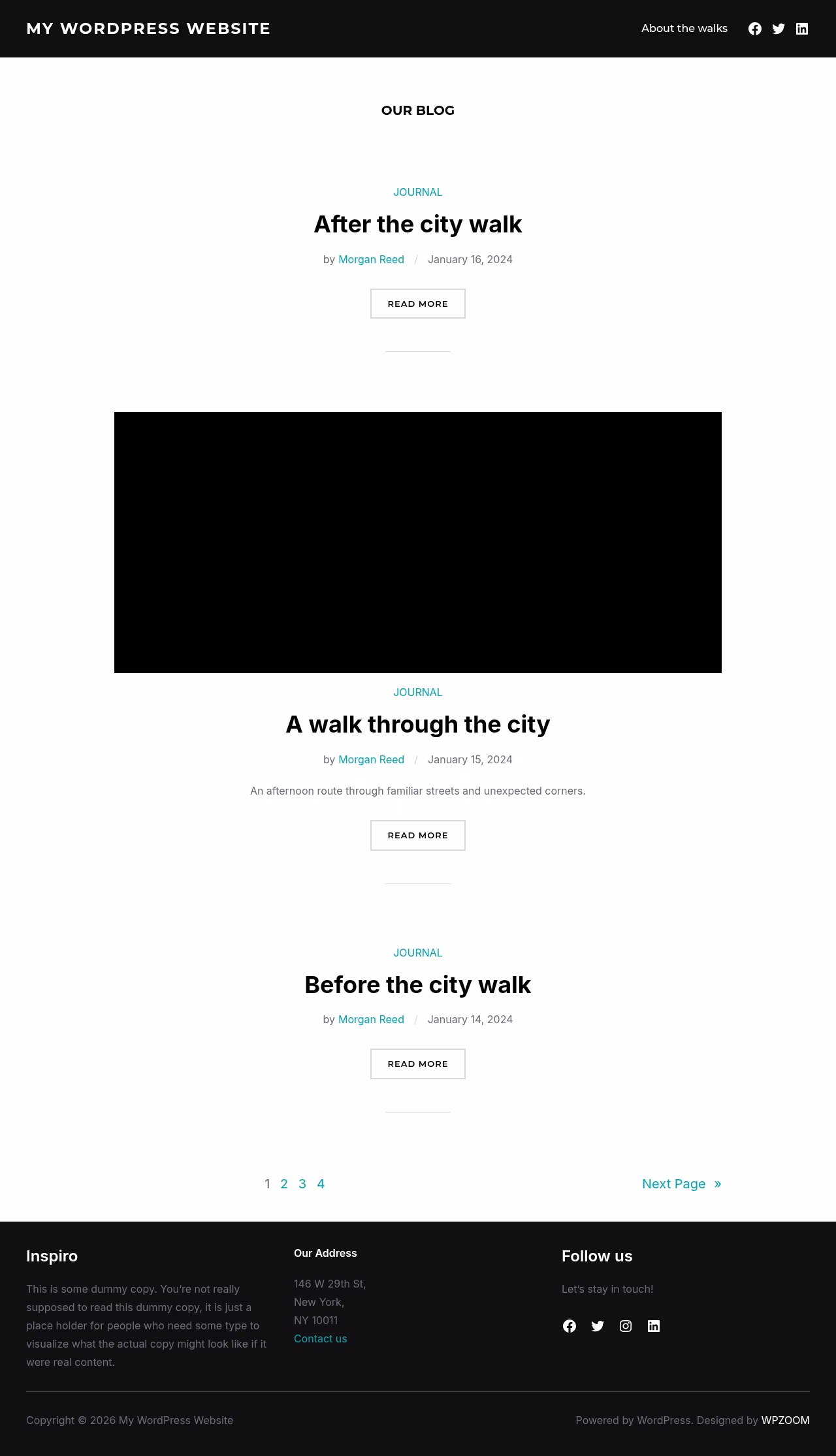 Inspiro Blocks home page, WordPress original