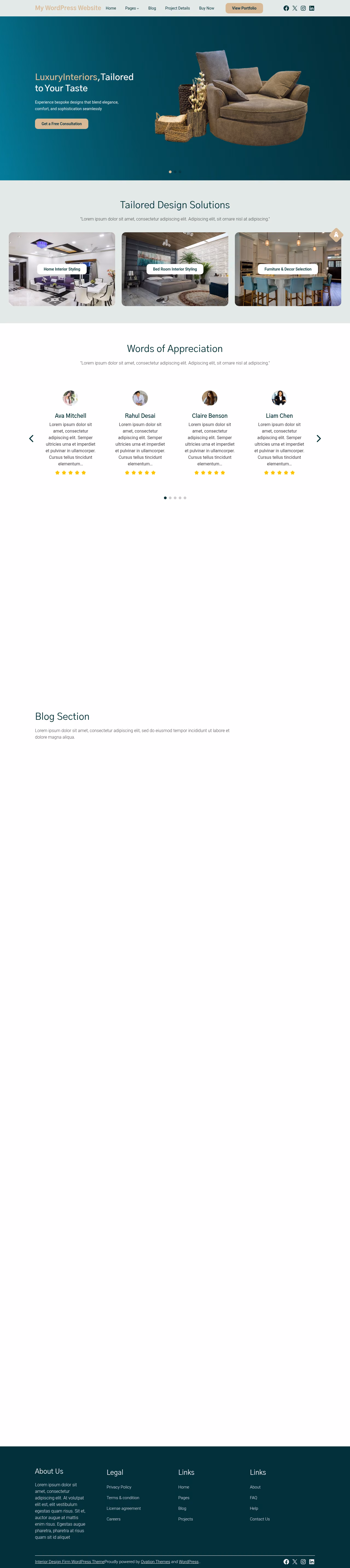 Interior Design Firm home page, WordPress original
