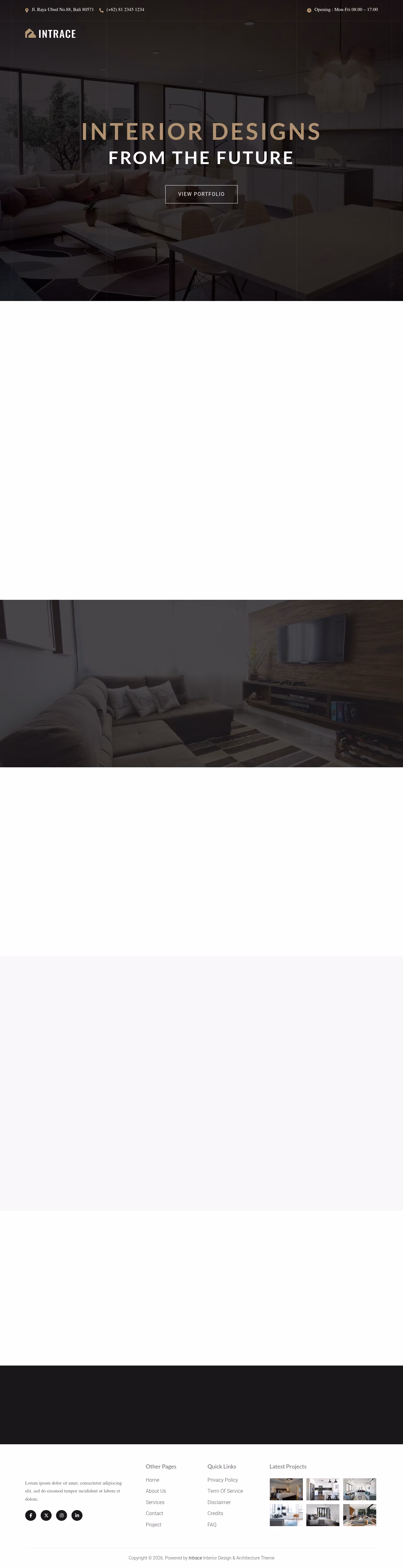 Intrace home page, WordPress original