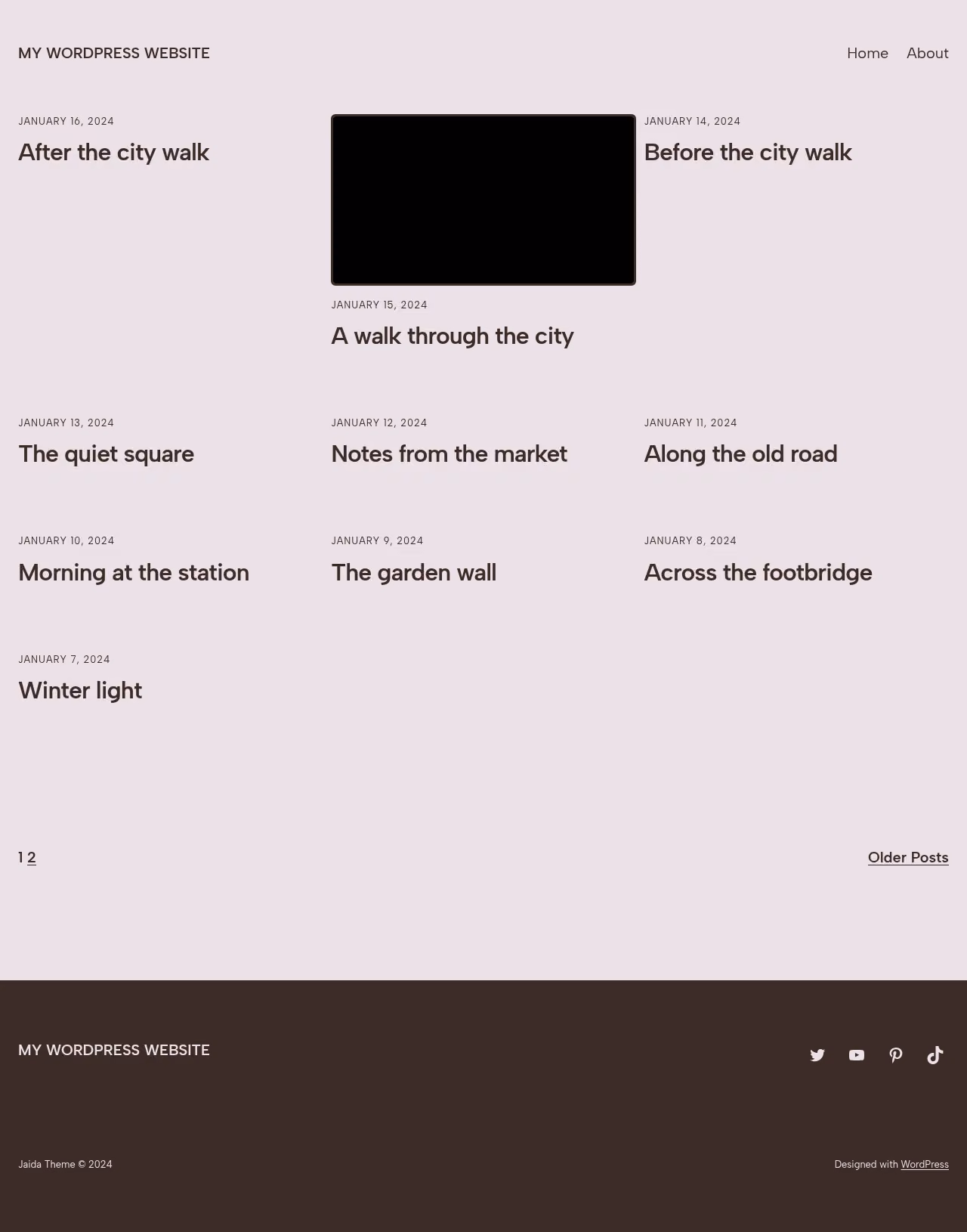 Jaida home page, WordPress original