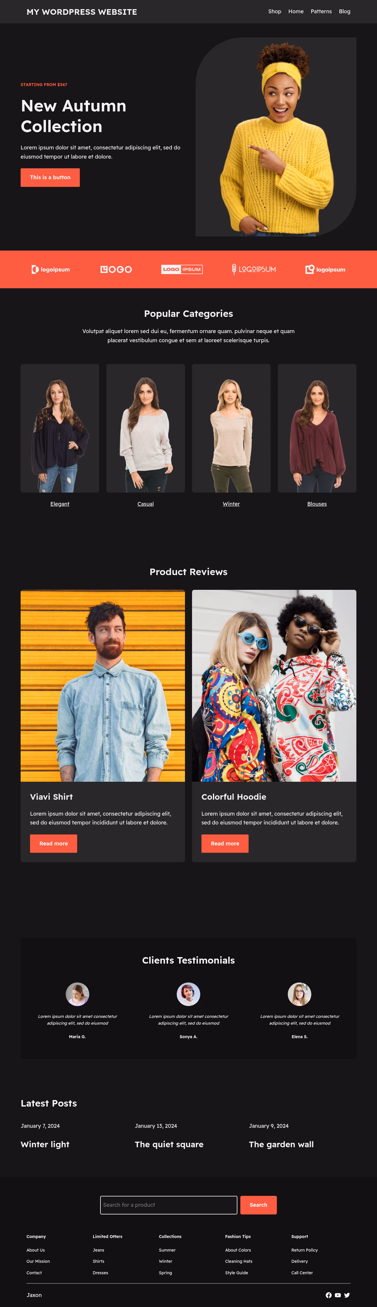 Jaxon home page, WordPress original