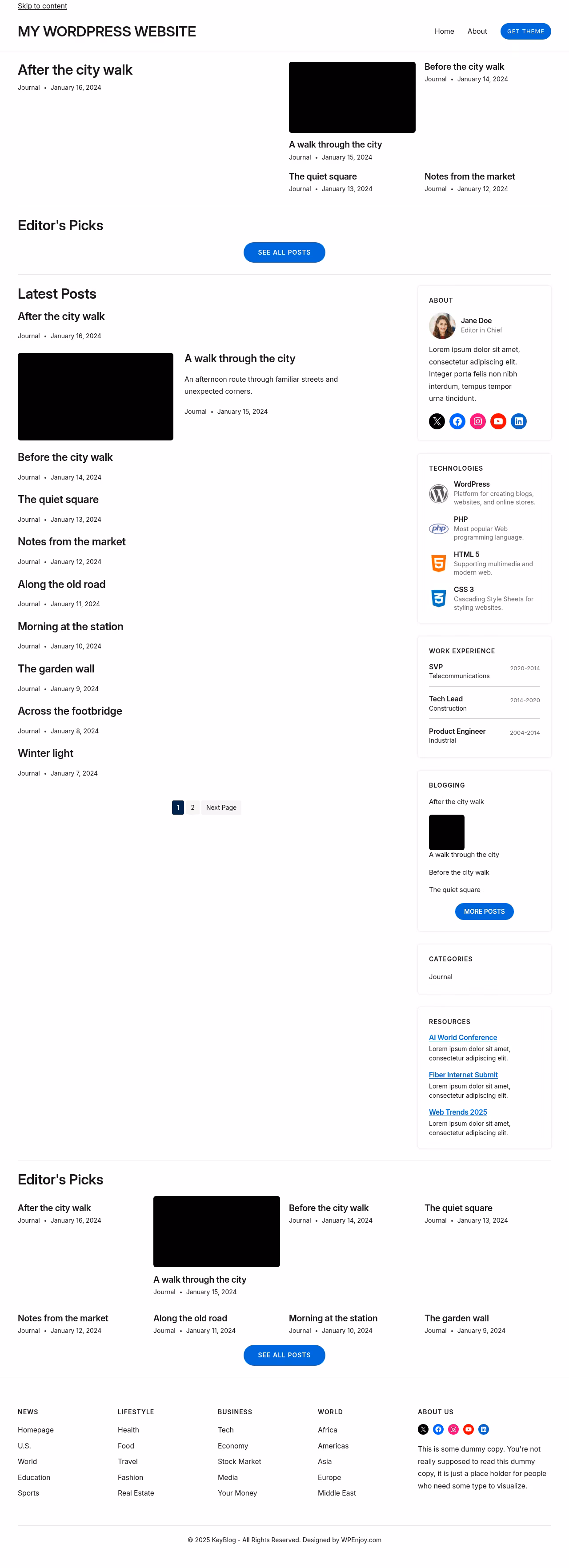 KeyBlog home page, Drupal conversion by WordPal