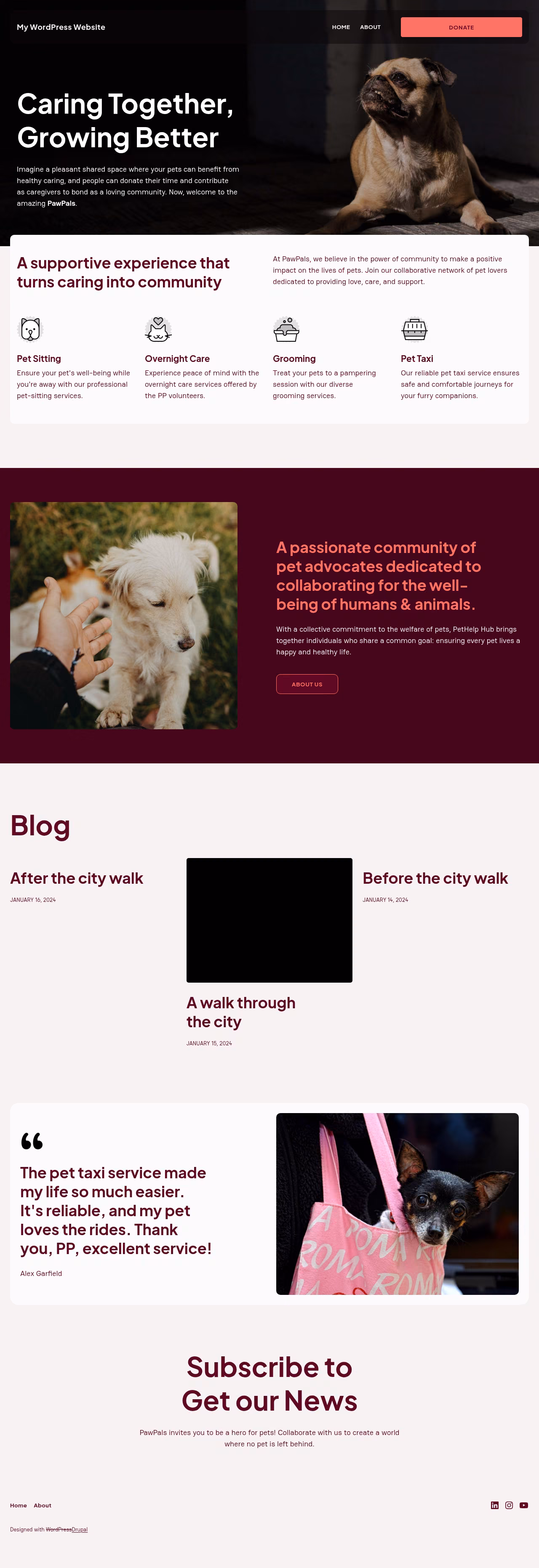 Koinonia home page, Drupal conversion by WordPal