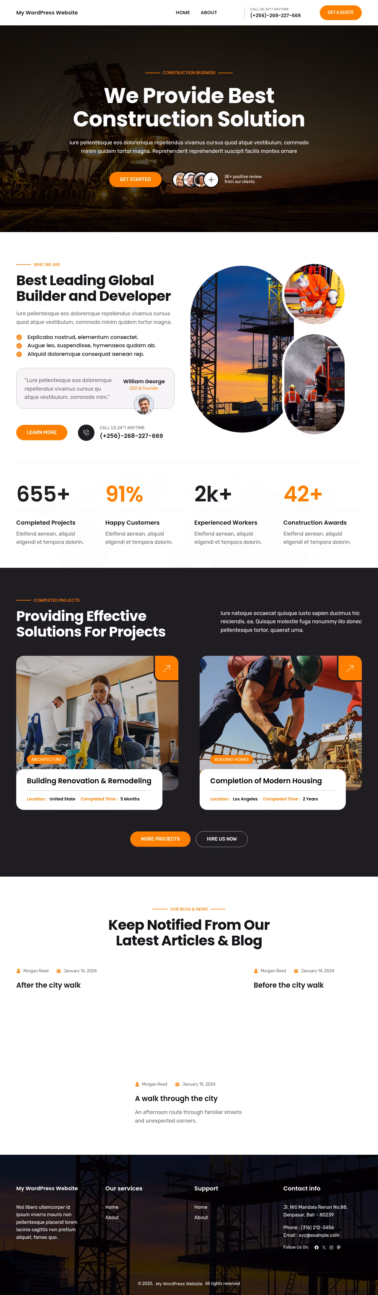 Kortez Construction FSE home page, Drupal conversion by WordPal
