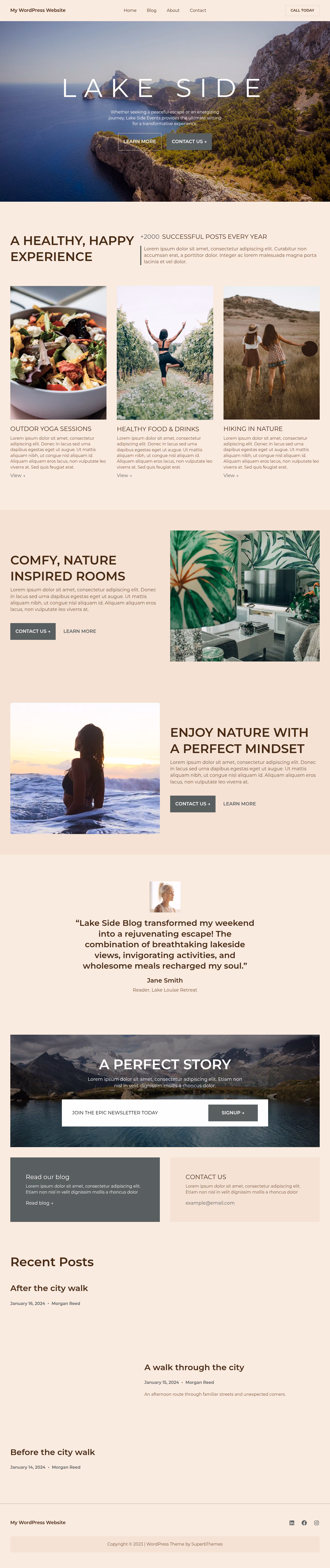 Lakeside Blogger home page, WordPress original