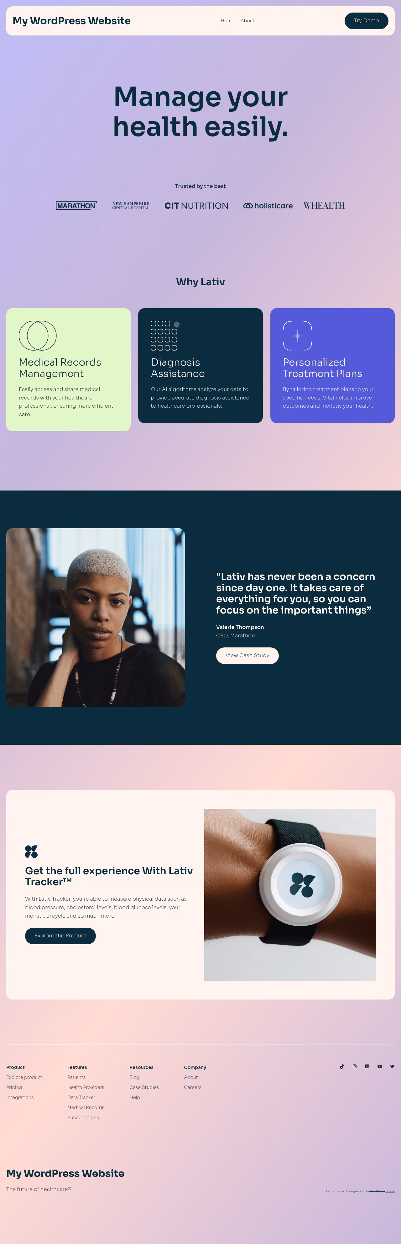 Lativ home page, Drupal conversion by WordPal