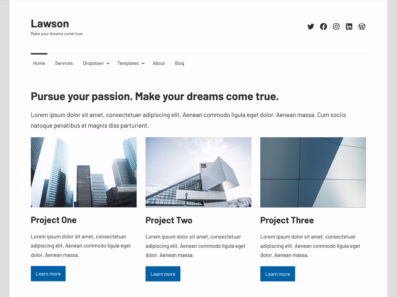 Lawson home page, WordPress original