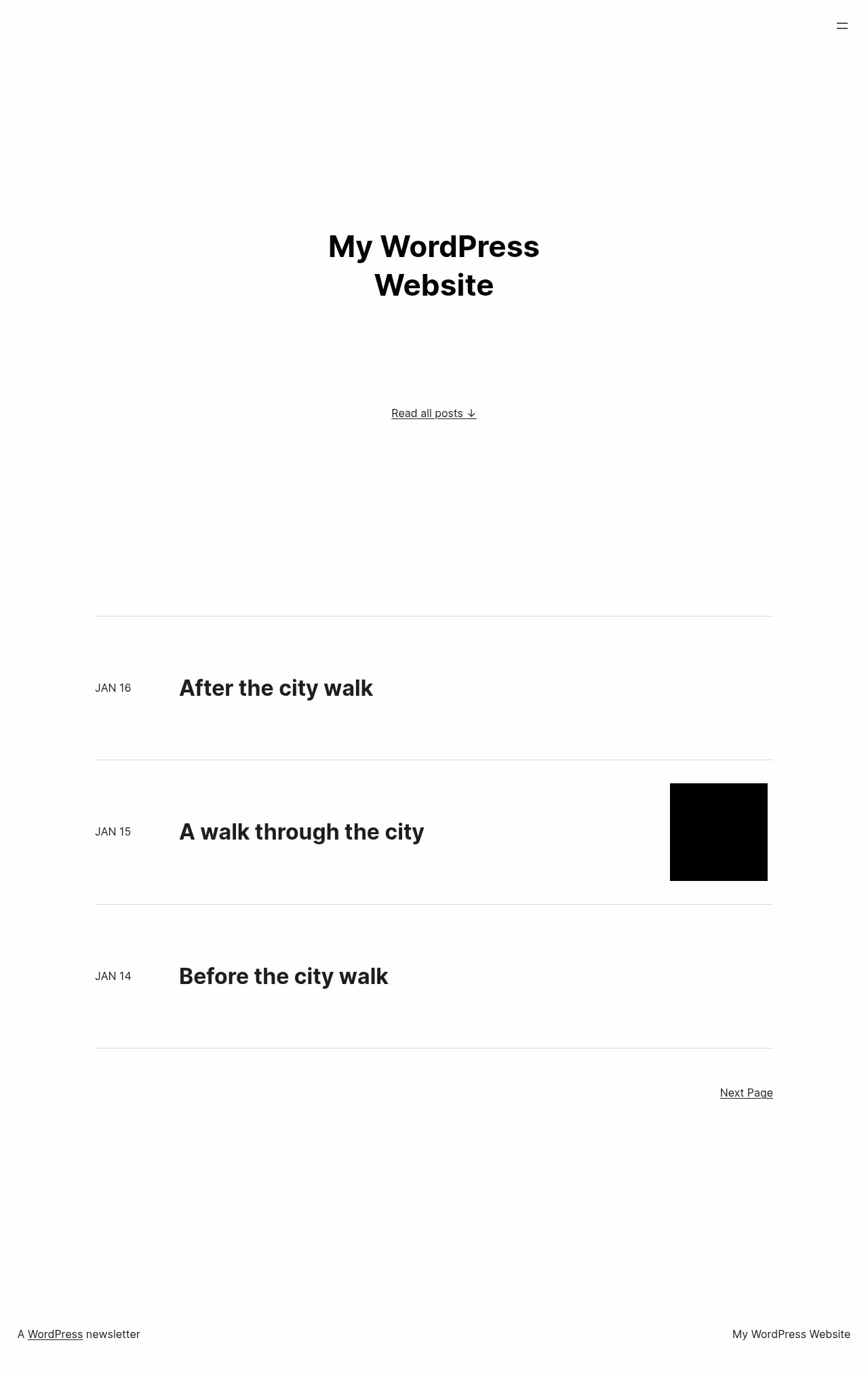 Lettre home page, WordPress original