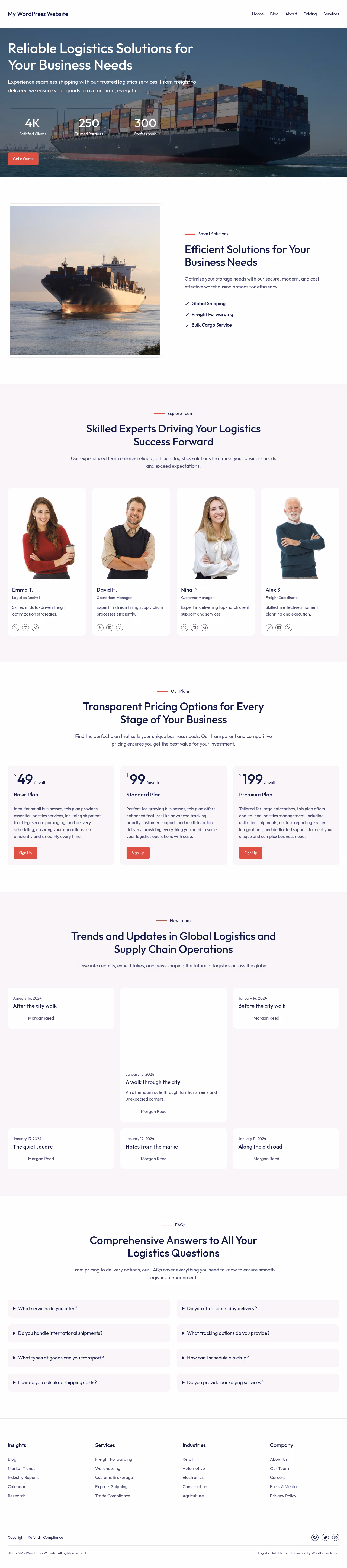 Logistic Hub home page, Drupal conversion by WordPal