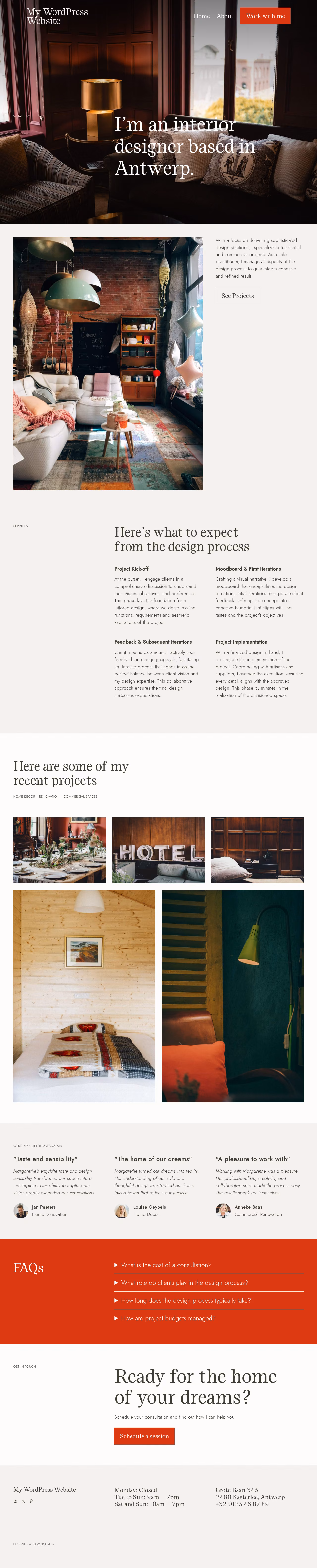Margarethe home page, WordPress original