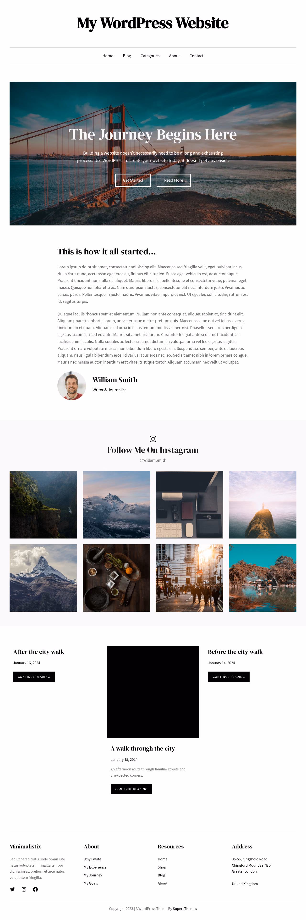 Minimalistix home page, WordPress original