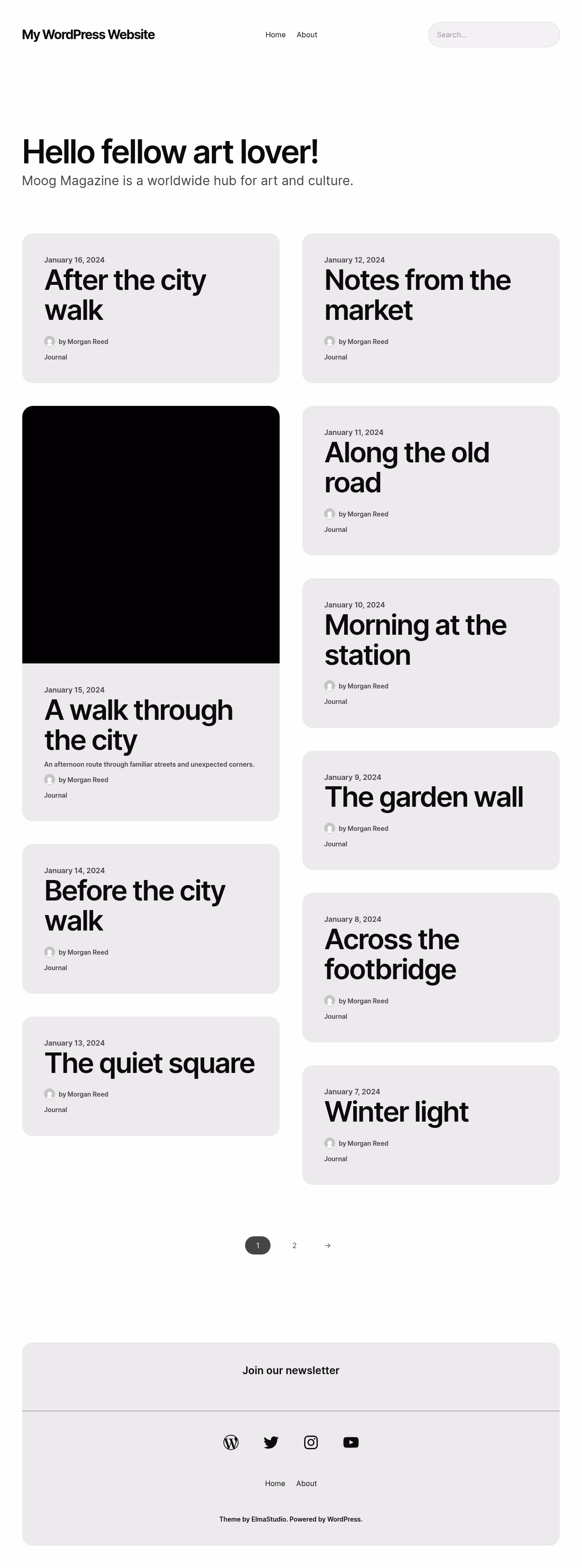 Moog home page, WordPress original
