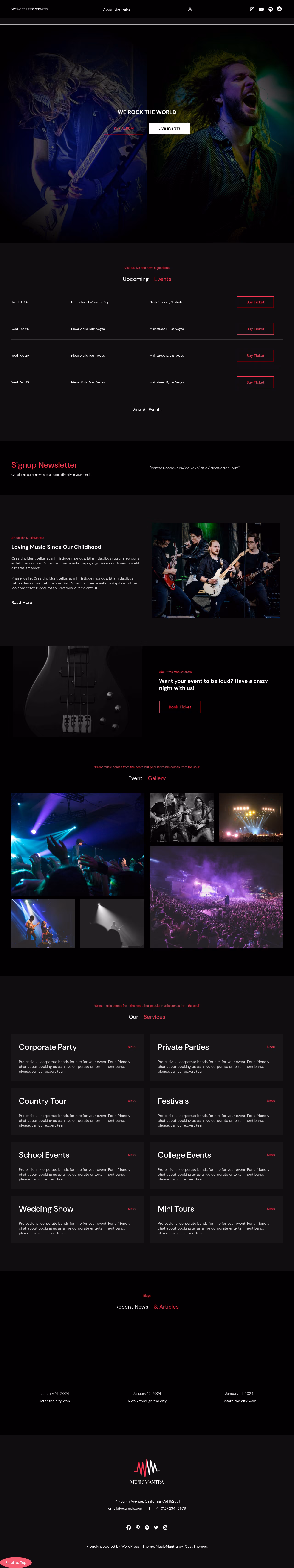 MusicMantra home page, WordPress original