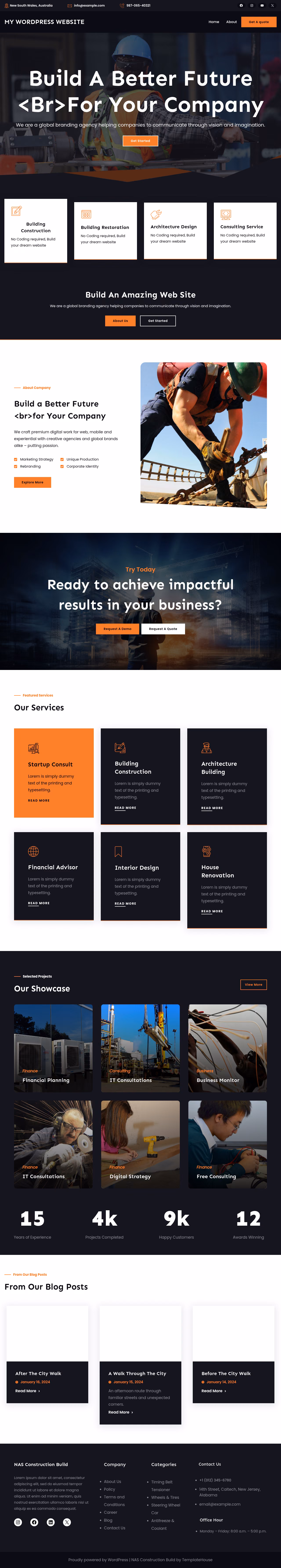 NAS Construction Build home page, WordPress original