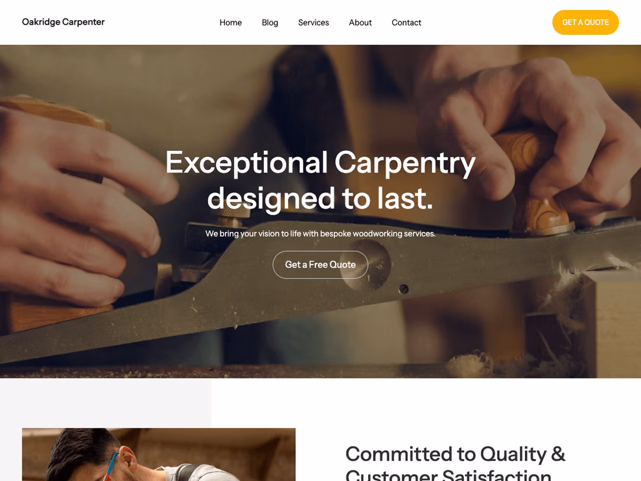 Oakridge Carpenter And Joinery home page, WordPress original