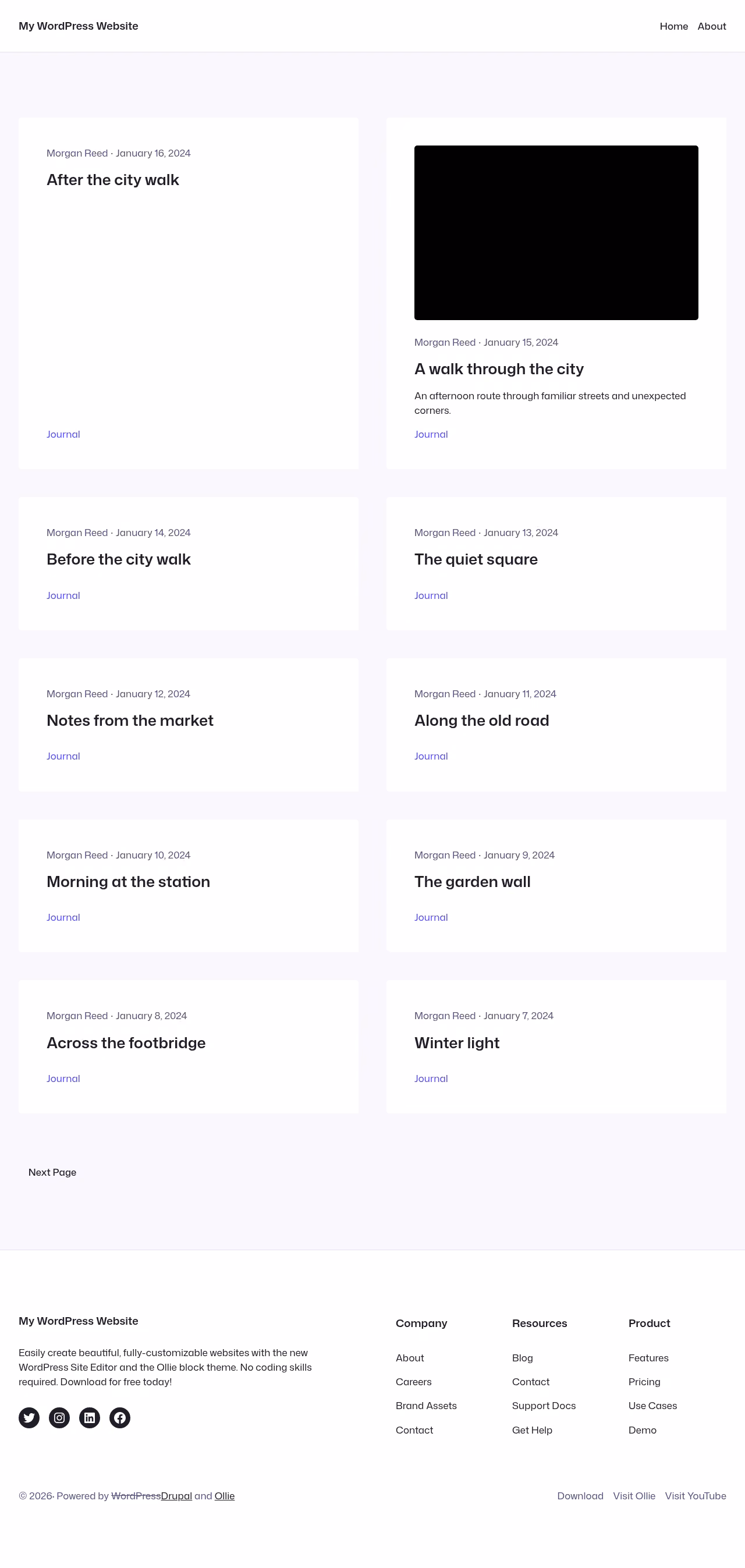 Ollie home page, Drupal conversion by WordPal