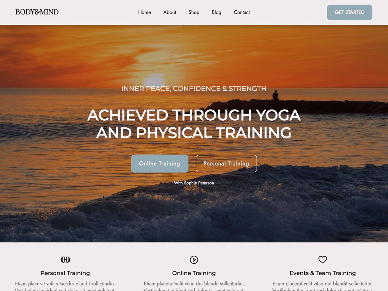 Online Personal Trainer home page, WordPress original