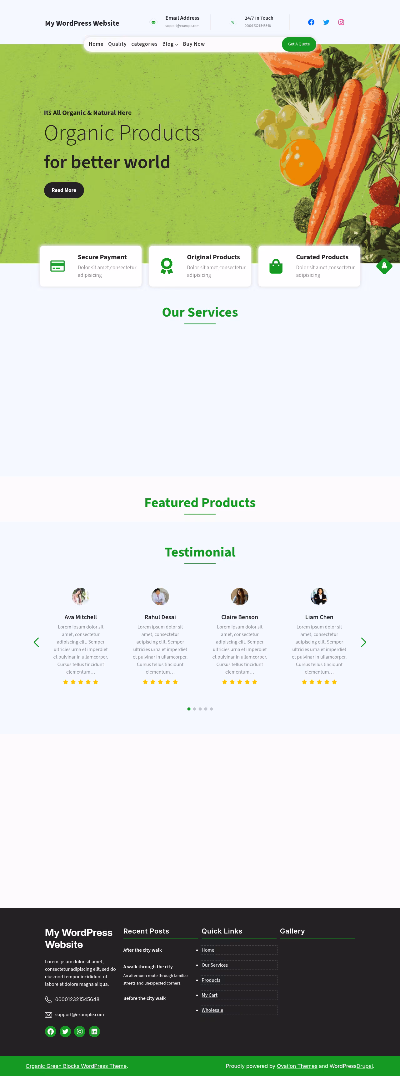 Organic Green Blocks home page, Drupal conversion by WordPal