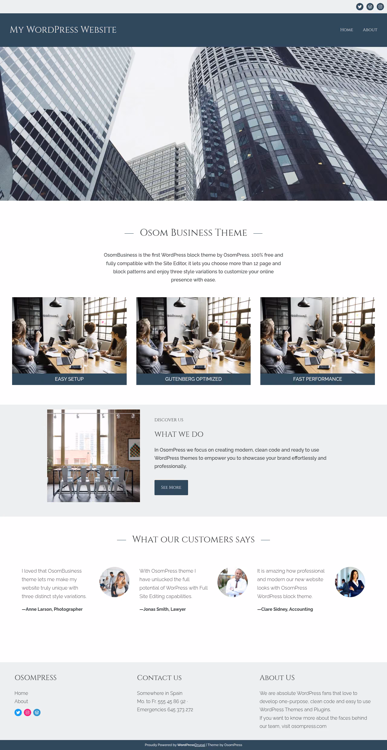 Osom Business home page, Drupal conversion by WordPal
