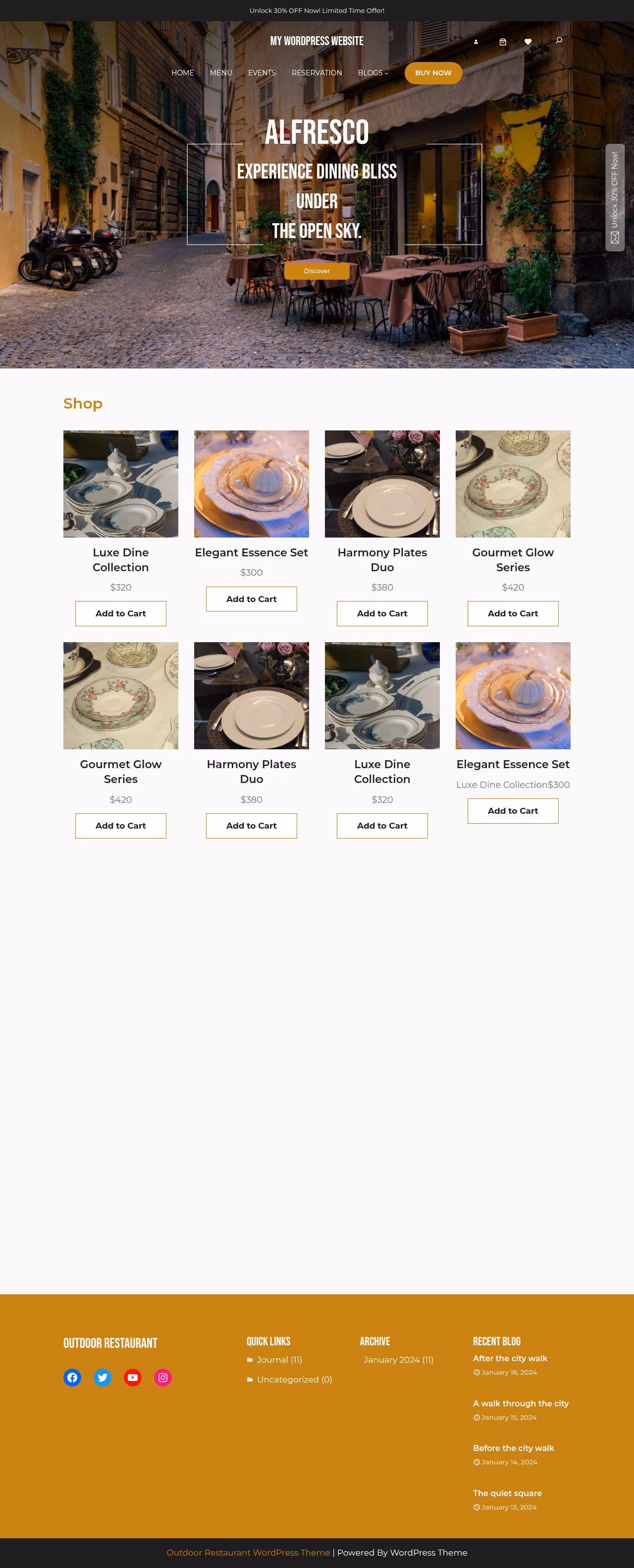 Outdoor Restaurant home page, WordPress original