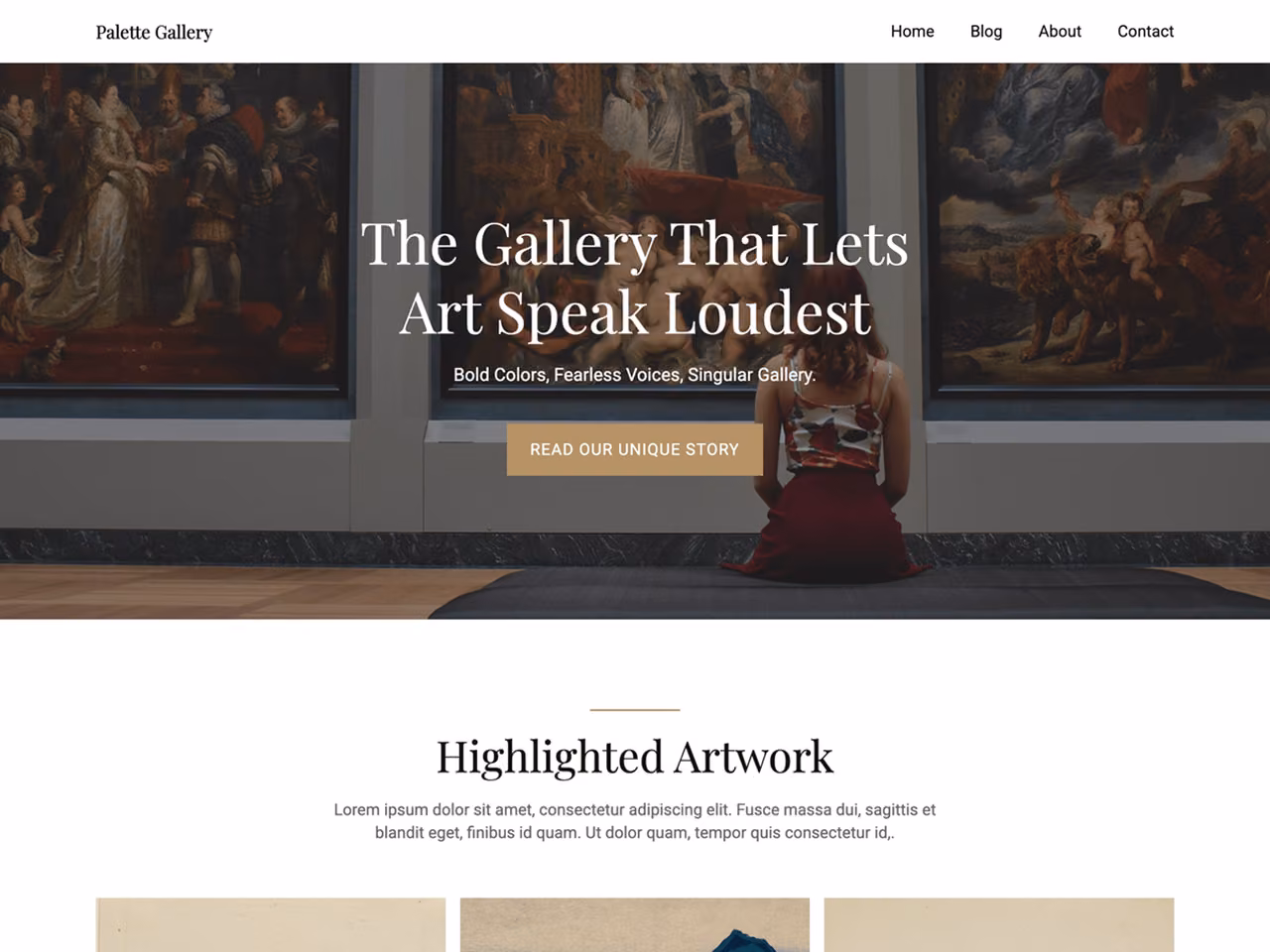 Palette Gallery home page, WordPress original