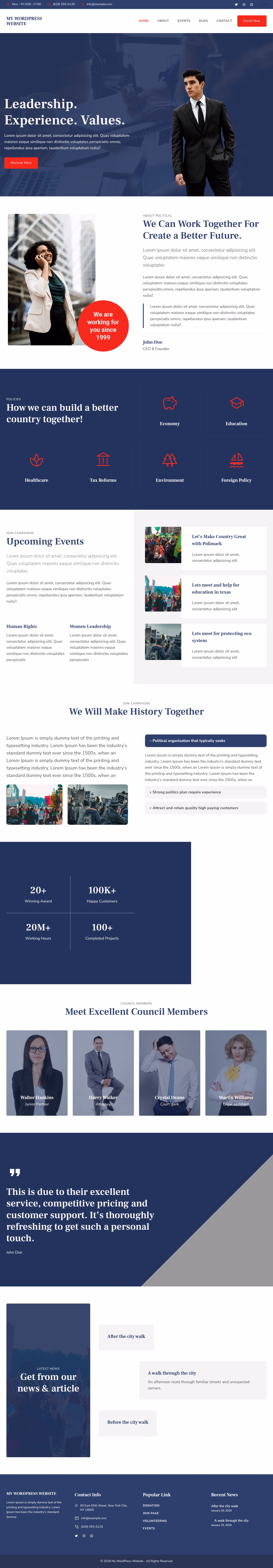 Patterns Political home page, WordPress original