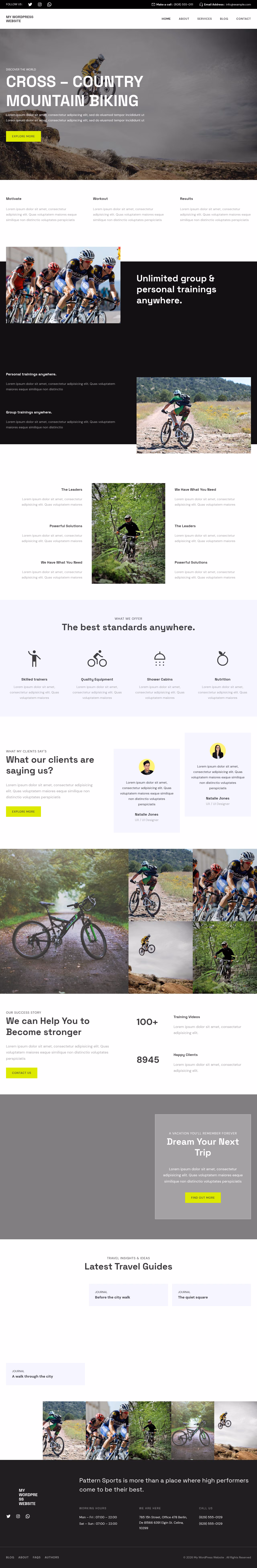 Patterns Sports home page, WordPress original