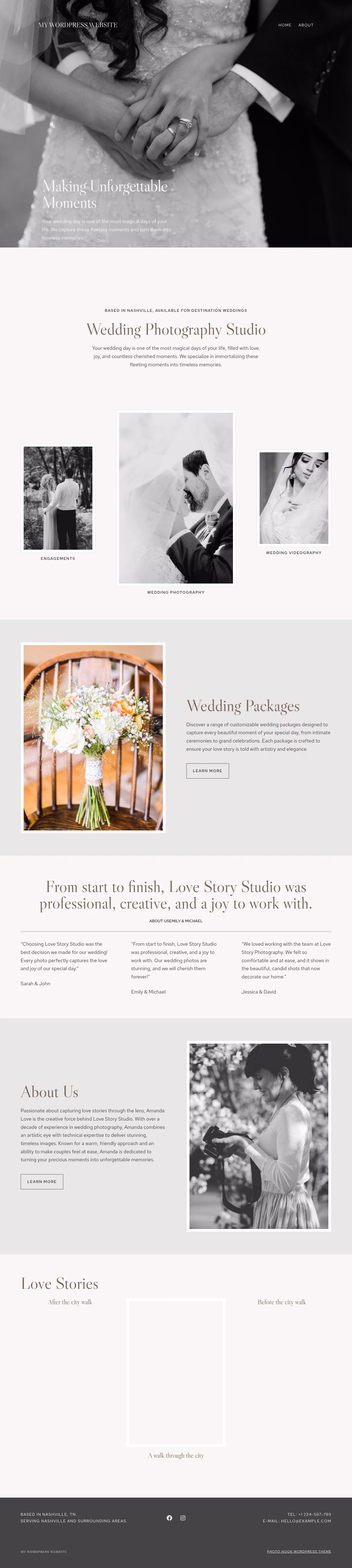 Photo Nook home page, WordPress original
