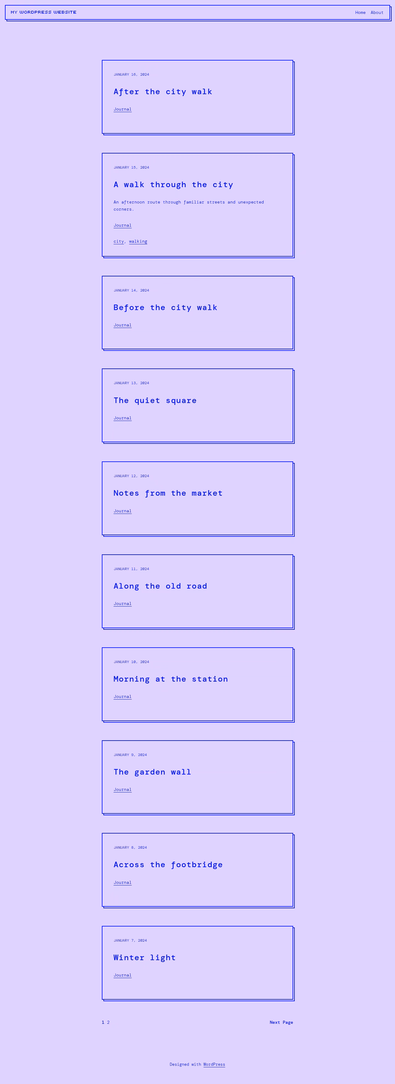Pixl home page, WordPress original