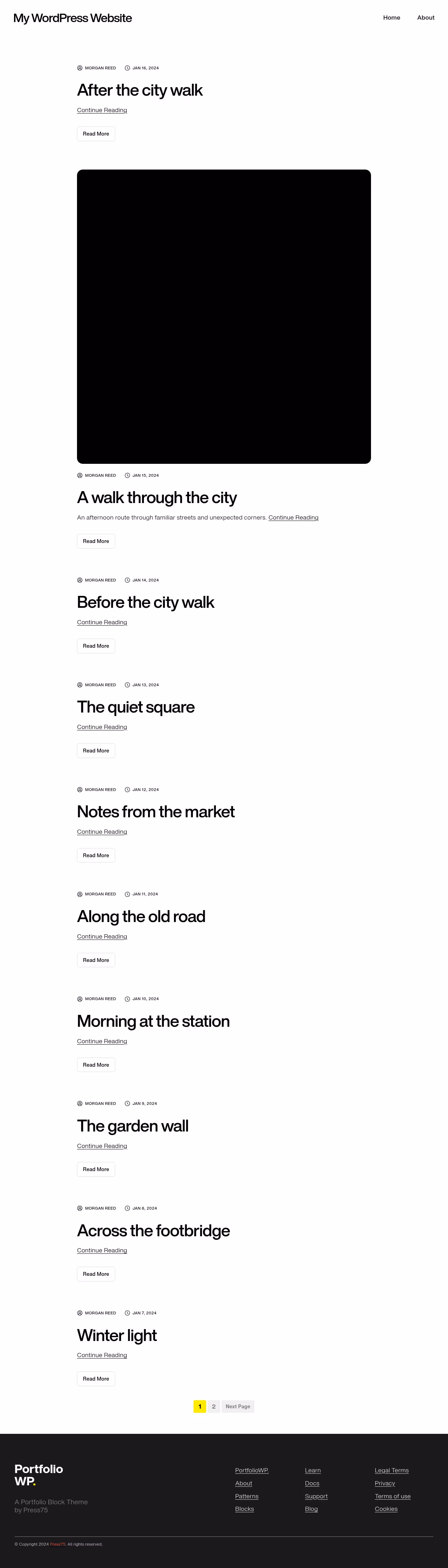 Portfolio WP home page, WordPress original