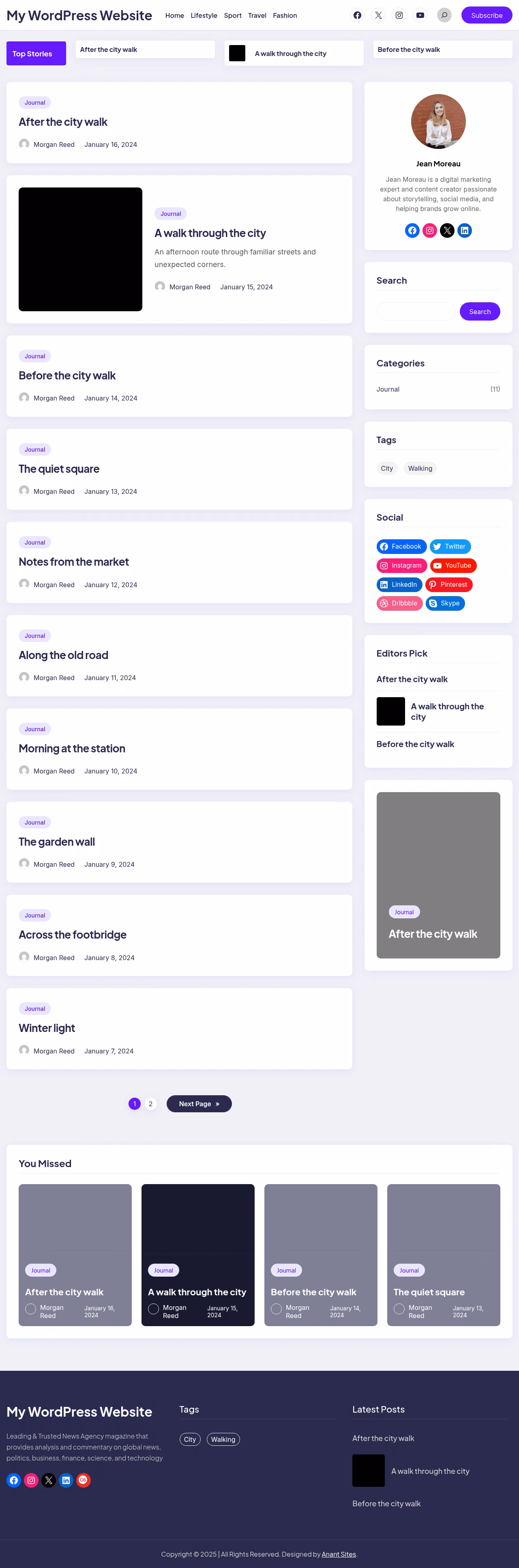 PostBlog home page, WordPress original