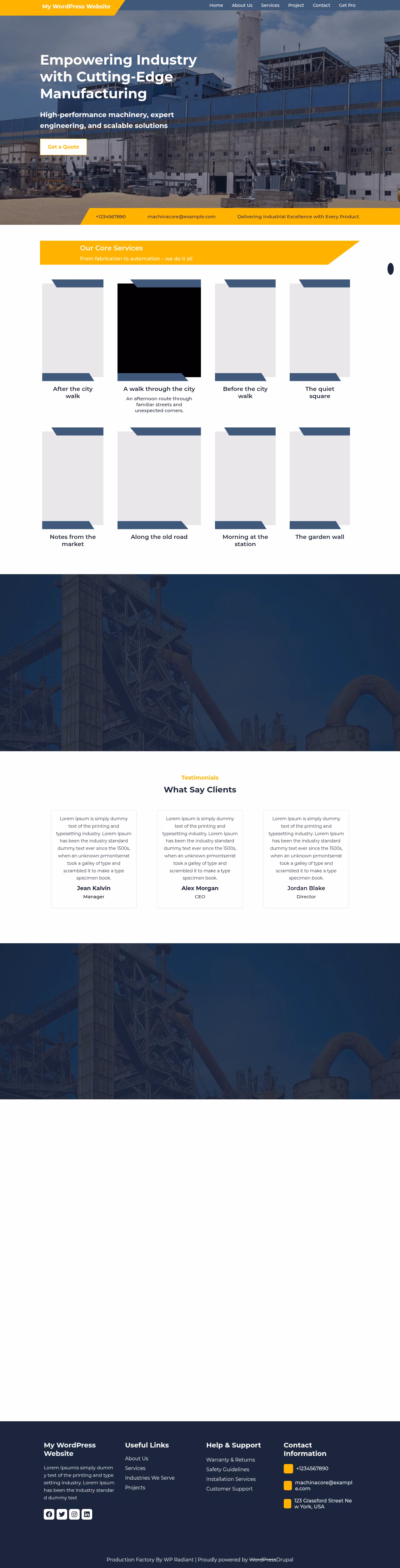 Production Factory home page, Drupal conversion by WordPal