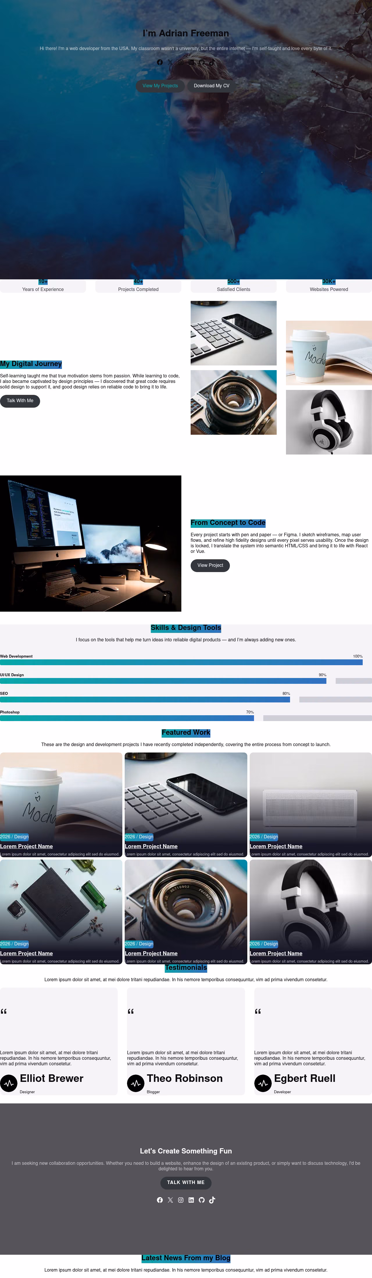 Pulse Folio home page, Drupal conversion by WordPal