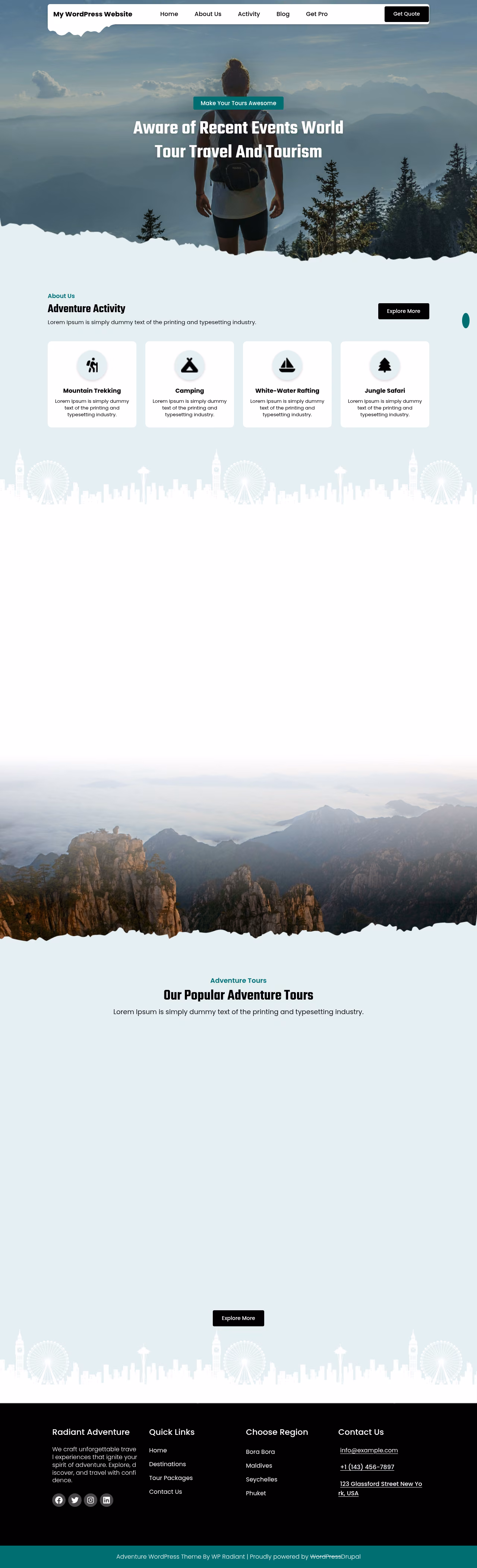 Radiant Adventure Tour home page, Drupal conversion by WordPal