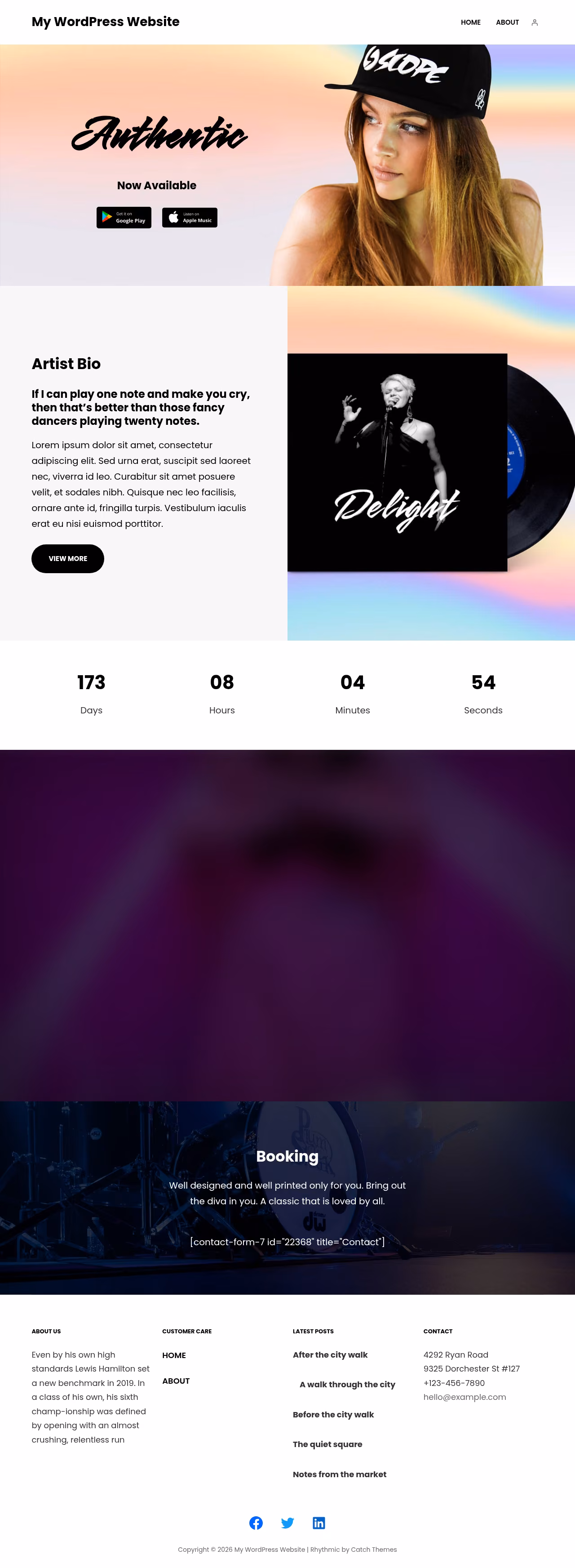 Rhythmic home page, WordPress original
