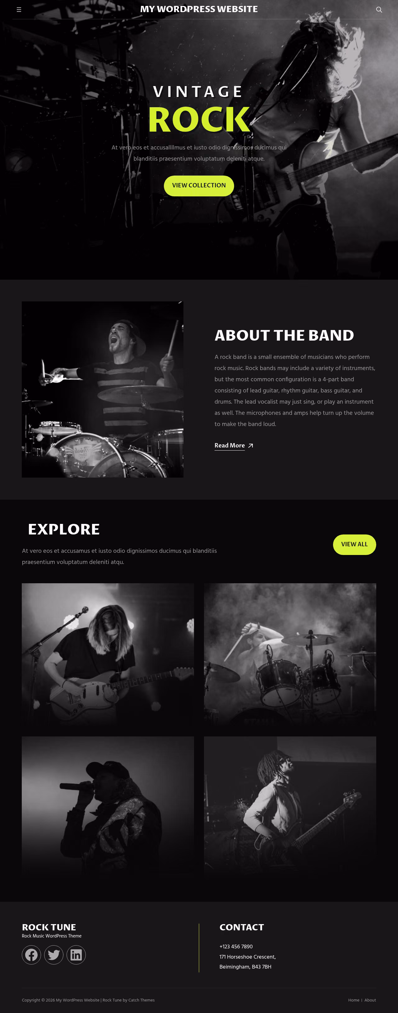 Rock Tune home page, WordPress original