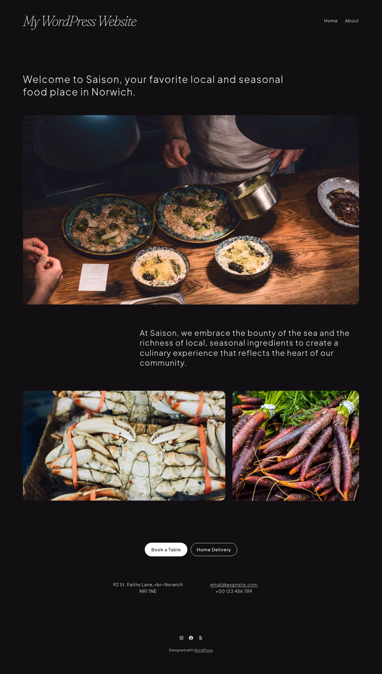 Saison home page, WordPress original