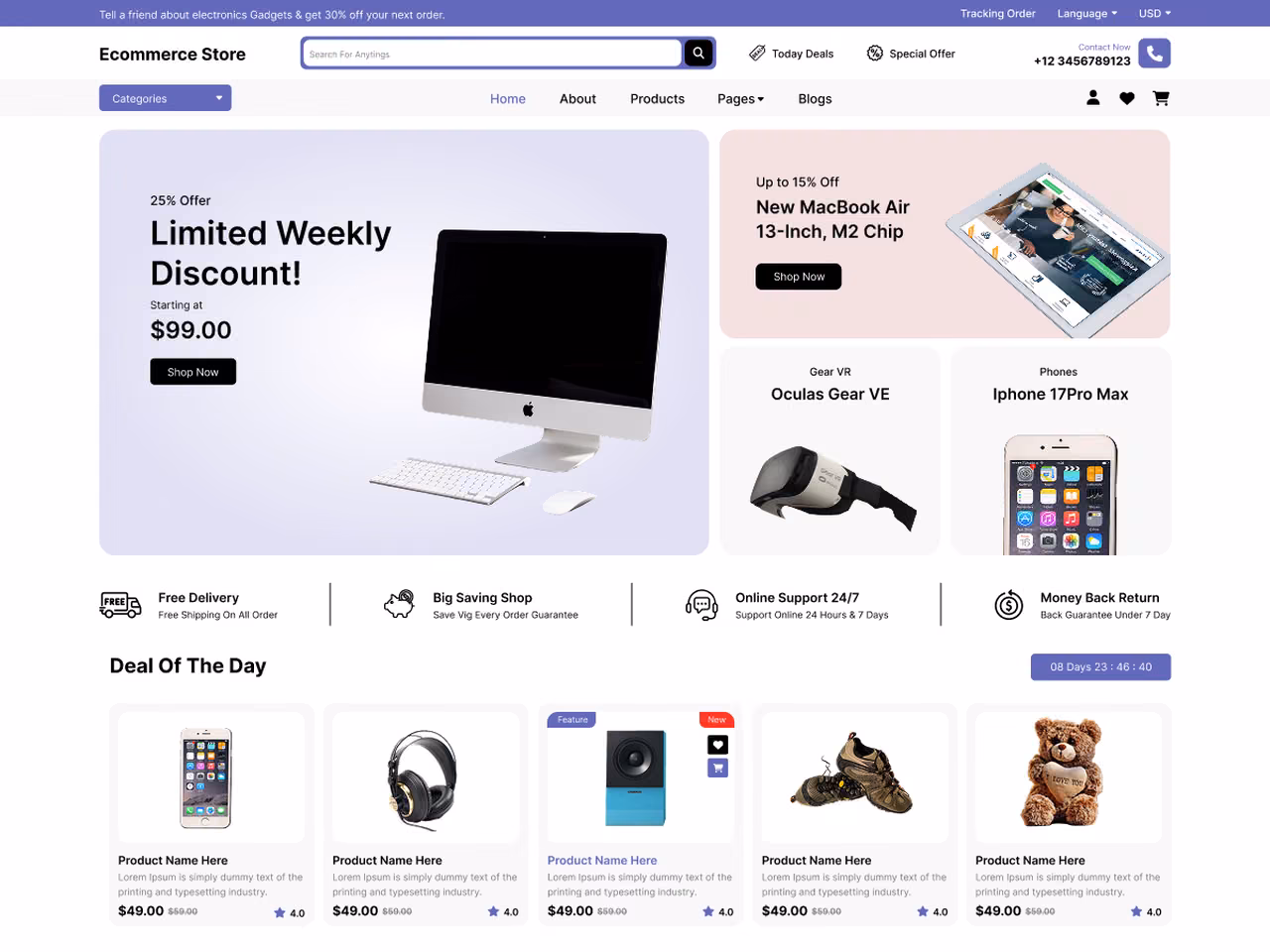 SaleCraft Ecommerce home page, WordPress original