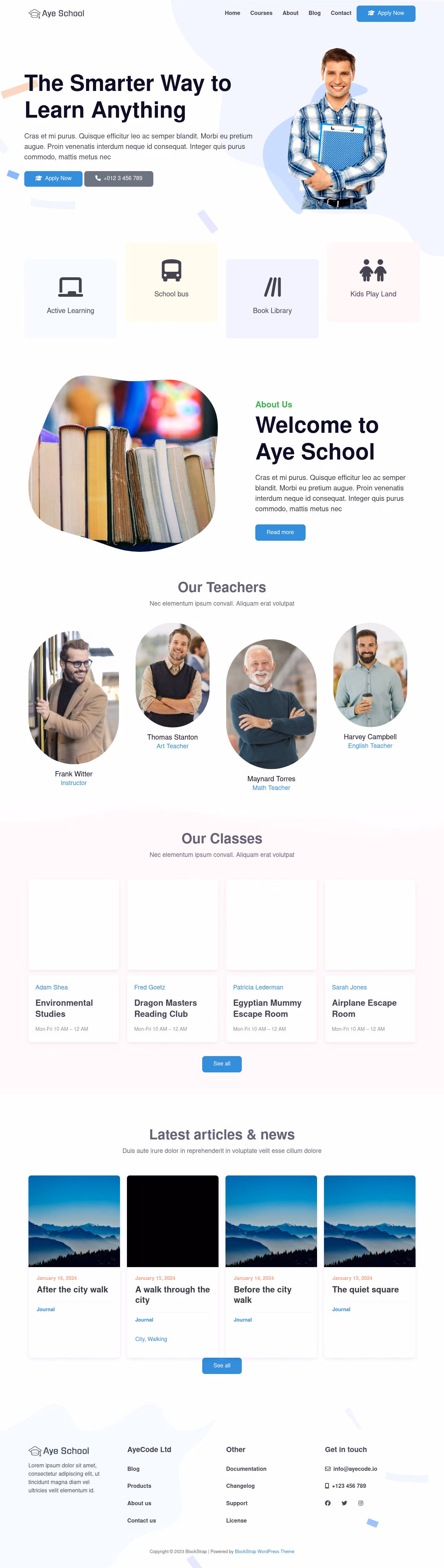 School home page, WordPress original