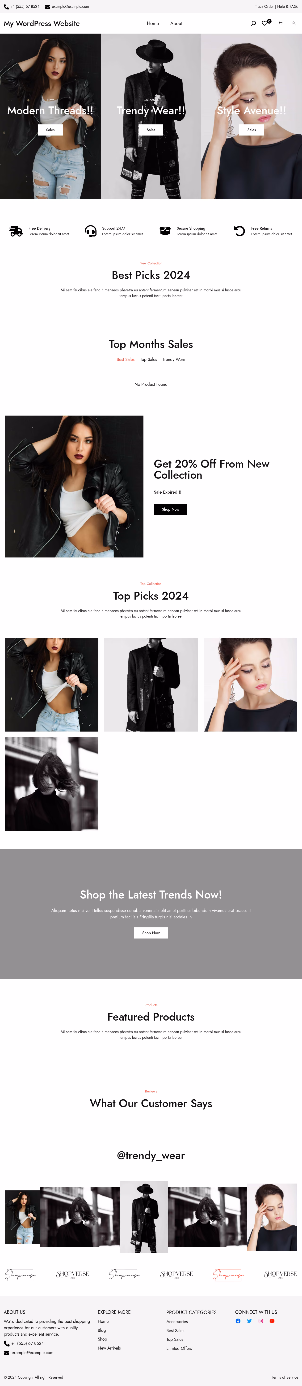 ShopVerse home page, WordPress original