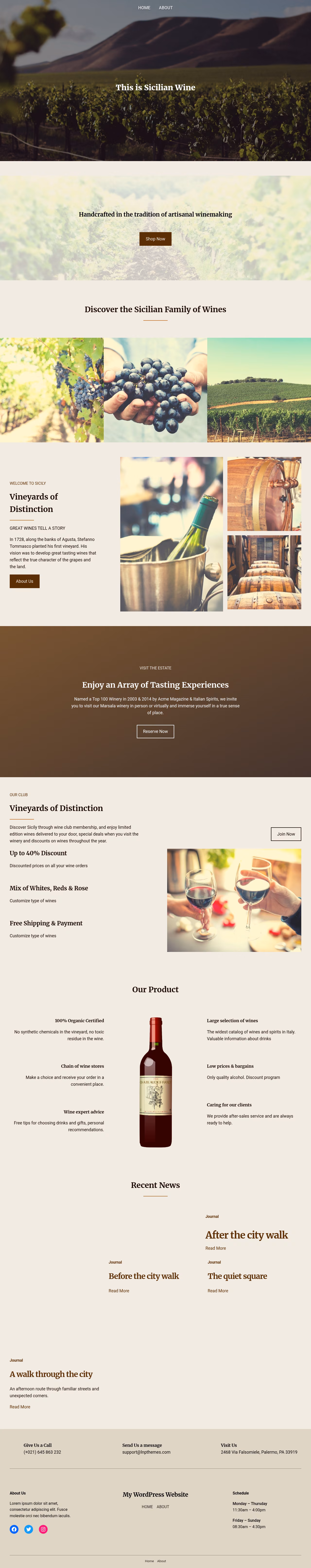 Sicily home page, WordPress original