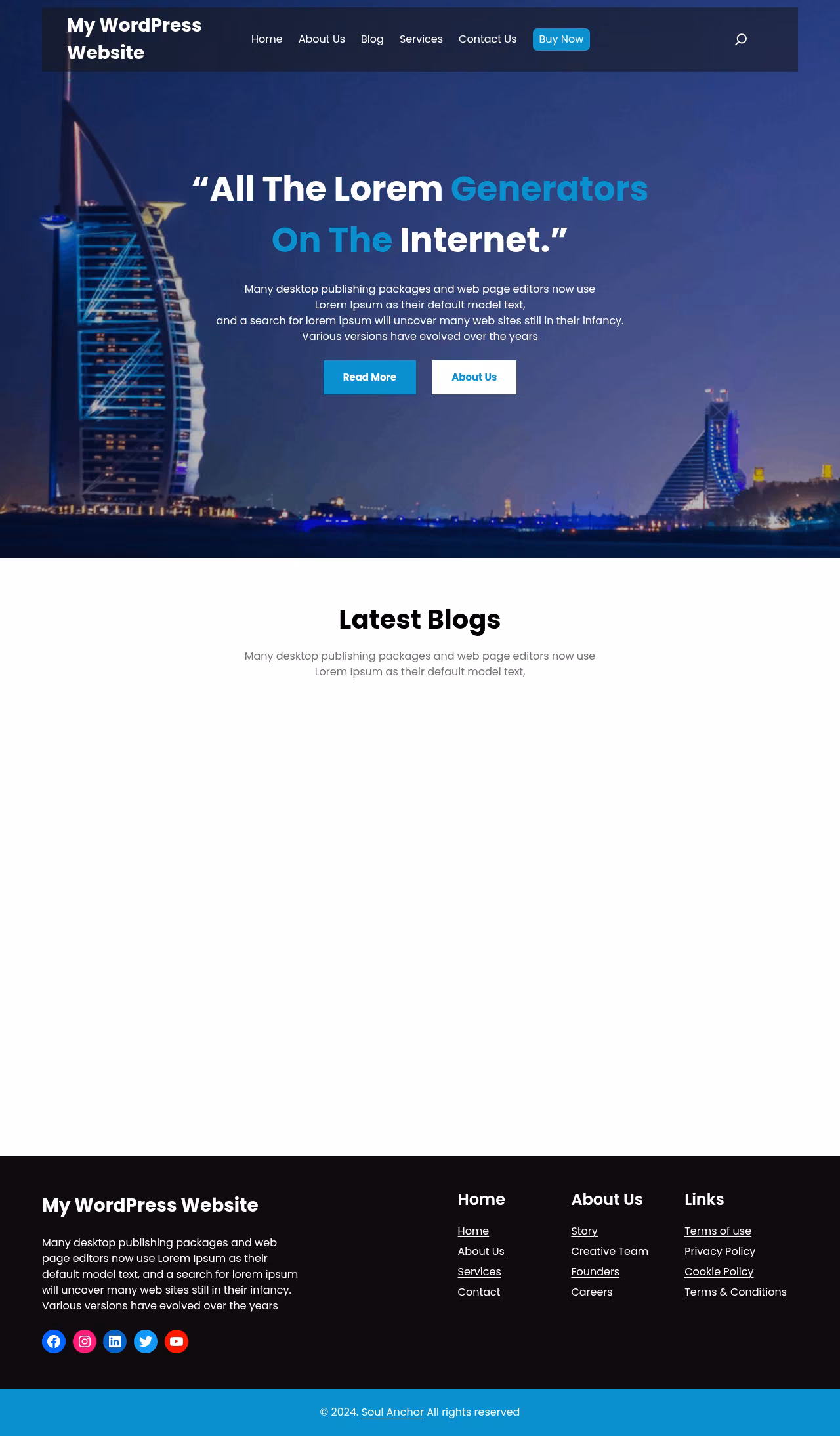 Soul Anchor home page, WordPress original